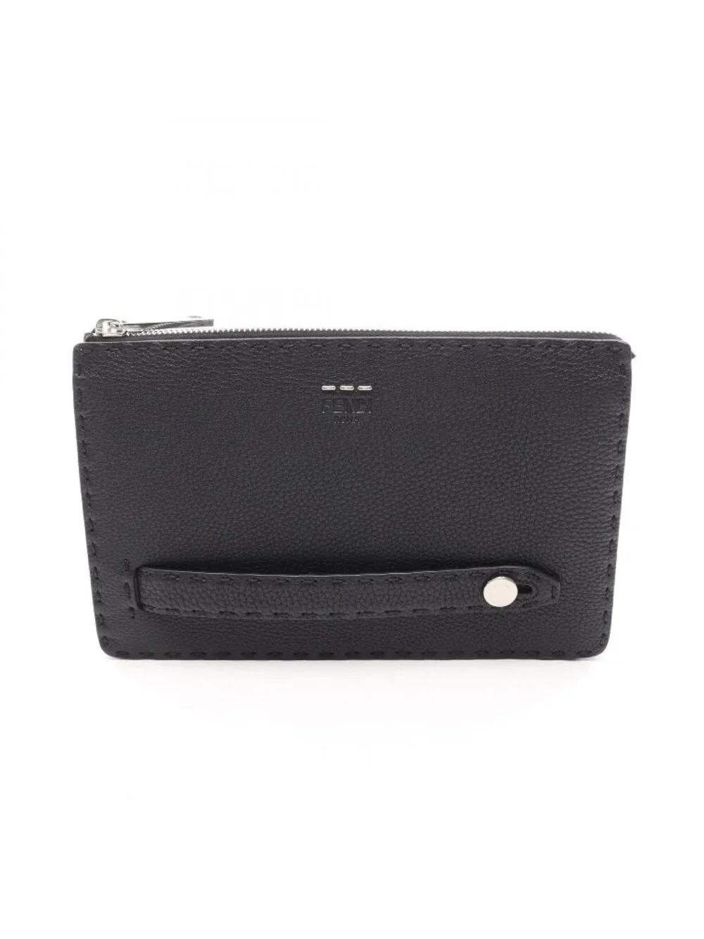 Fendi Clutch Selleria Slim Black Leather